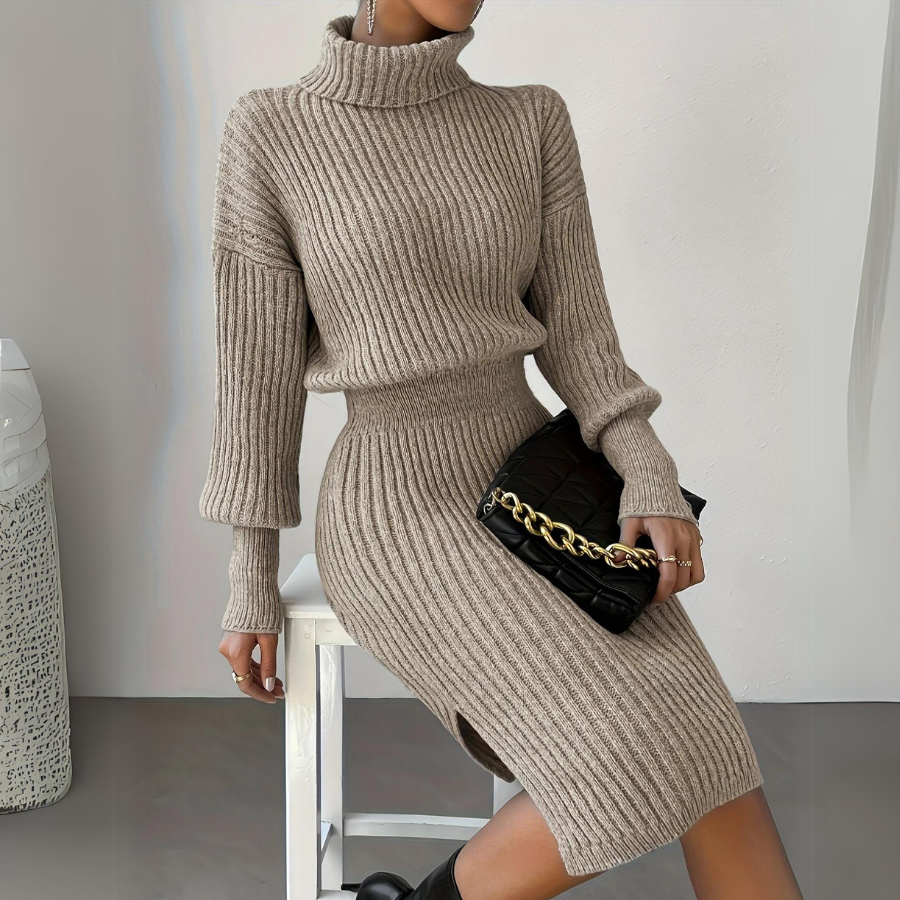 Elysian Embrace Turtleneck Dress