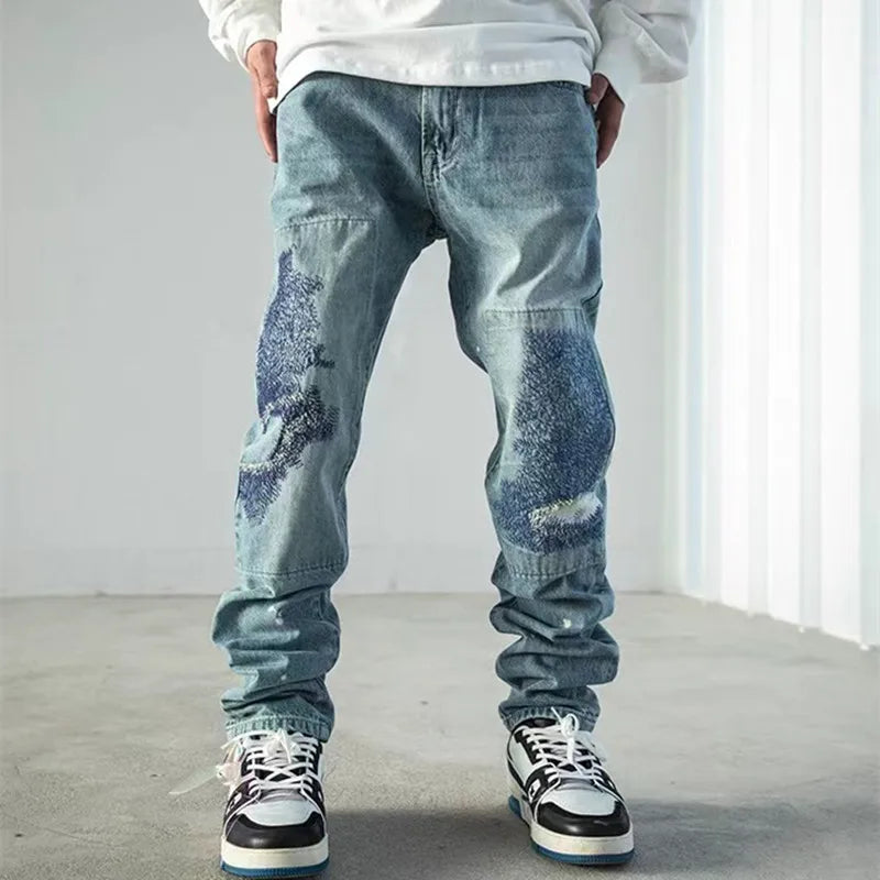 Rogue Patch Embroidery Denim Jeans
