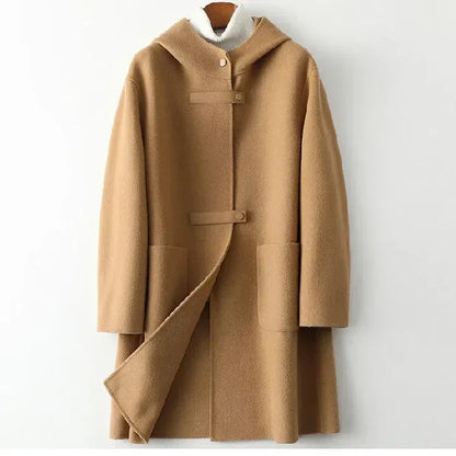 Celina Hooded Woolen Overcoat