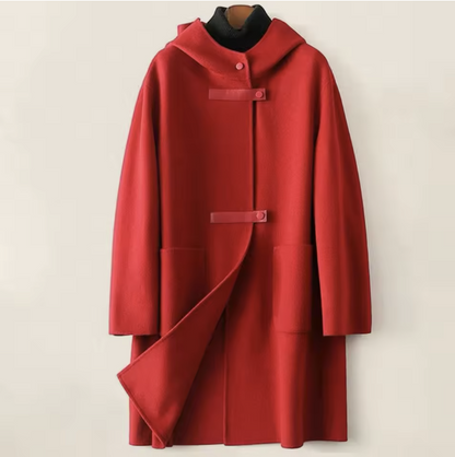 Celina Hooded Woolen Overcoat