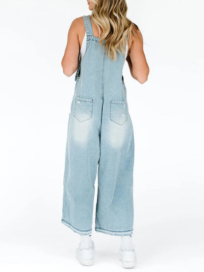 Hazel Washed Denim Overalls